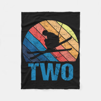 2. Geburtstag Retro Skifahren 2 Jahre Jungen Mädch Fleecedecke