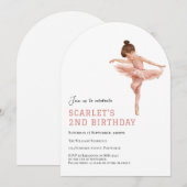 2. Geburtstag Rosa Ballet Mädchen Tutu Einladung (Vorne/Hinten)