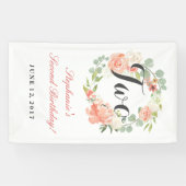 2. Geburtstag Rosa Blumenreath Zwei Banner (Horizontal)