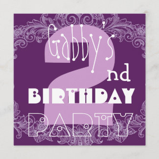 2. Geburtstag Rosa und Lila Big Number Baby Girl Einladung