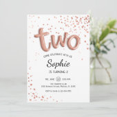 2. Geburtstag - Rose Gold White Einladung (Stehend Vorderseite)