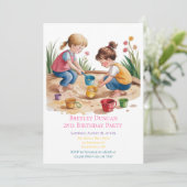 2. Geburtstag Sandbox Girl Party Einladung (Stehend Vorderseite)