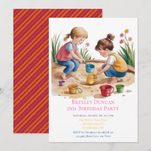 2. Geburtstag Sandbox Girl Party Einladung