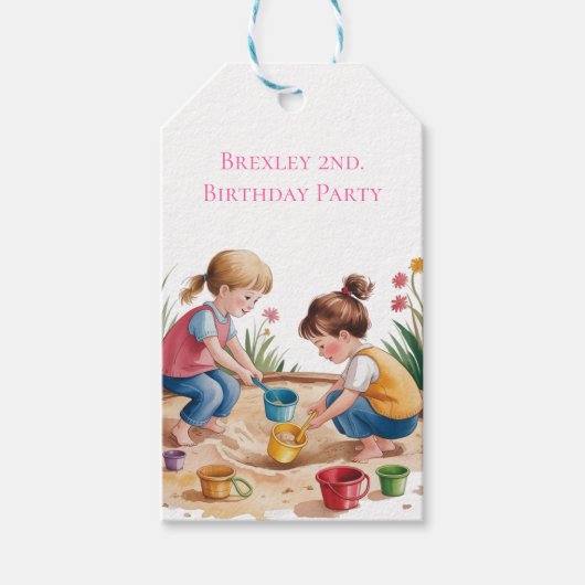 2. Geburtstag Sandbox Girl Party Vielen Dank Geschenkanhänger (Vorderseite)