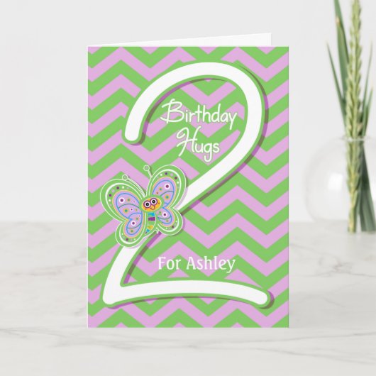 2. Geburtstag Schmetterlingshugs Custom Karte (Vorderseite)