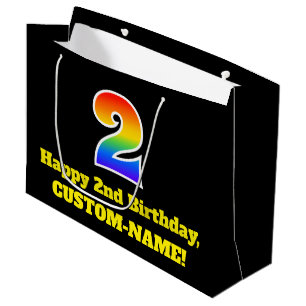 2. Geburtstag ~ Spaß, farbenfroh, lebhaft, Regenbo Große Geschenktüte