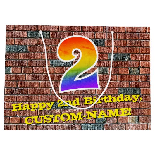 2. Geburtstag: Spaß, Graffiti Inspiriert Regenboge Große Geschenktüte (Rückseite)