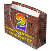 2. Geburtstag: Spaß, Graffiti Inspiriert Regenboge Große Geschenktüte (Rückseite Schrägansicht)