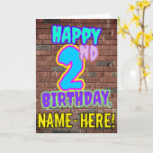 2. Geburtstag - Spaß, Urban Graffiti Inspirierter Karte (Gelbe Blume)