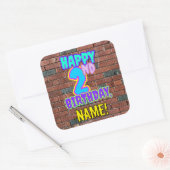 2. Geburtstag - Spaß, Urban Graffiti Inspirierter Quadratischer Aufkleber (Umschlag)
