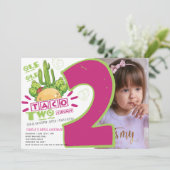 2. Geburtstag Taco Fiesta Foto Einladung (Stehend Vorderseite)