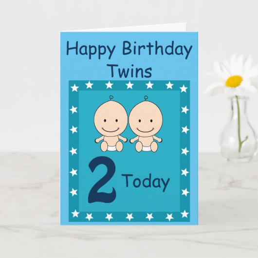 2. Geburtstag - Twin Boys Karte (Kleine Pflanze)