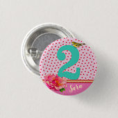 2. Geburtstag vintage Boho-Blume Button (Vorne & Hinten)