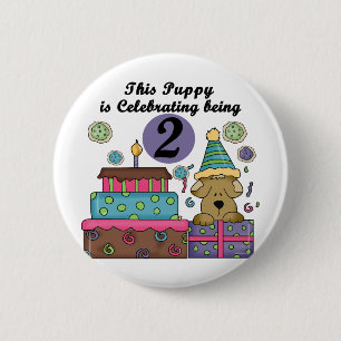 2. Geburtstag Welpenhemden und Geschenke Button