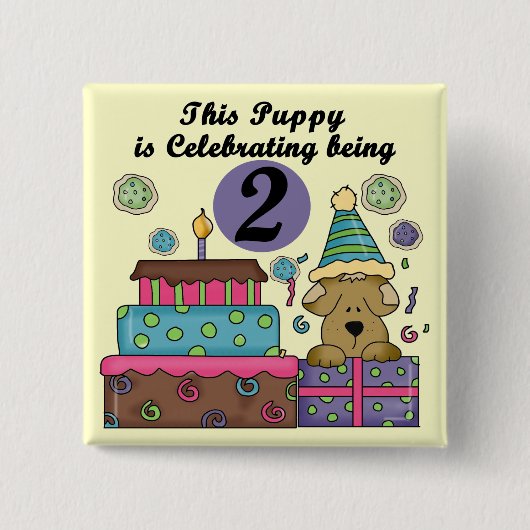 2. Geburtstag Welpenhemden und Geschenke Button (Vorderseite)
