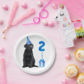 2. Geburtstag Welpenthema - Niedlicher Hund Blue B Pappteller (Party)