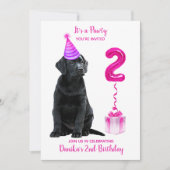 2. Geburtstag Welpenthema - Niedlicher Hund Pink G Einladung (Vorderseite)