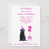 2. Geburtstag Welpenthema - Niedlicher Hund Pink G Einladung (Rückseite)