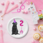2. Geburtstag Welpenthema - Niedlicher Hund Pink G Pappteller (Party)