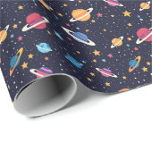 2. Geburtstag Weltraum starten Geschenkpapier (Rolleneckpunkt)