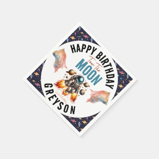 2. Geburtstag Weltraum starten Serviette (Ecke)