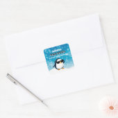 2. Geburtstag Zwei Coole Pinguin Junge Quadratischer Aufkleber (Umschlag)