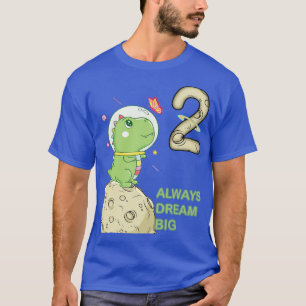 2. Geburtstag Zwei Jahre Astronaut Dinosaur Dino T-Shirt