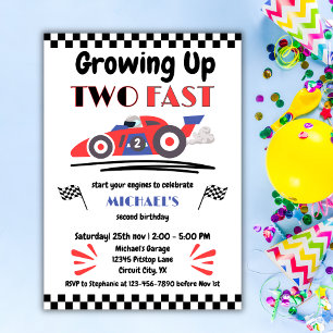 2. Geburtstag: Zwei schnelle Red Blue Race Car auf Einladung