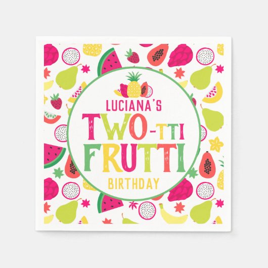 2. Geburtstag Zwei-tti Frutti Fruit Geburtstagspar Serviette (Vorderseite)