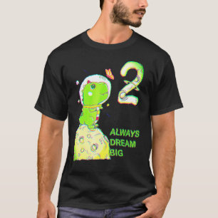 2. Geburtstag Zweijähriger Astronaut T Rex Dinosau T-Shirt