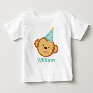 2. Geburtstags-Affe-Junge mit personalisiertem Baby T-shirt