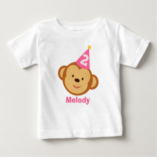 2. Geburtstags-Affe-Mädchen mit personalisiertem Baby T-shirt