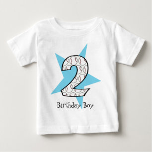 2. Geburtstags-blauer Baseball-Stern-T - Shirt