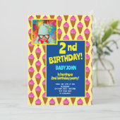 2. Geburtstags-Eis-Kinderparty-Feier Einladung (Stehend Vorderseite)