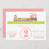 2. Geburtstags-Mädchen-Zug-Einladung Einladung (Vorne/Hinten)