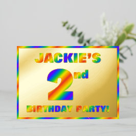 2. Geburtstags-Party — Spaß, Regenbogenspektrum "2 Folieneinladung