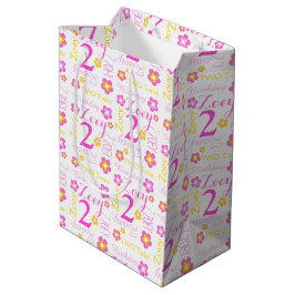 2. Geburtstags Rosa Gelbe individuelle Name Gesche Mittlere Geschenktüte
