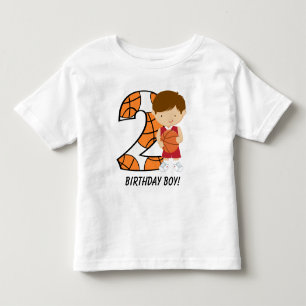 2. Geburtstags-roter und weißer Basketball-Spiele Kleinkind T-shirt