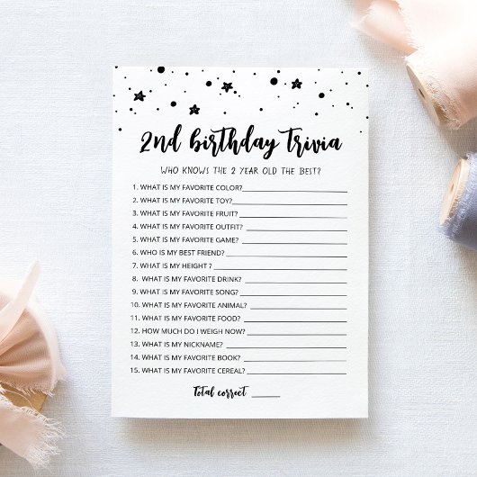 2. Geburtstags-Trivia-Spielkarte Einladung