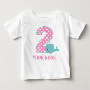 2. Geburtstags-Wal-Mädchen-personalisierter T - Baby T-shirt