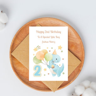 2. Geburtstagsballon Dinosaurier Geburtstagsjunge  Karte