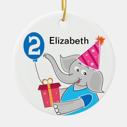 2. GeburtstagsElephant Keramik Ornament (Vorne)