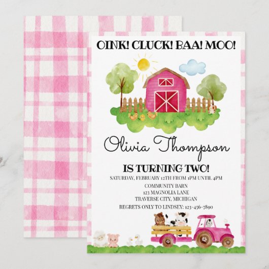 2. Geburtstagsfeier Party Einladung (Vorne/Hinten)