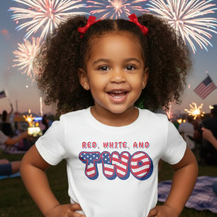 2. Geburtstagsfeier Patriotische USA-Flagge 4. Jul Baby T-shirt