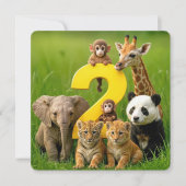 2. Geburtstagsfeier Wildtiere Babys Einladung (Vorderseite)