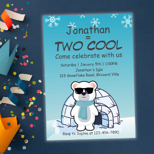 2. Geburtstagsjunge Two Cool Eisbär-Iglu  Einladung