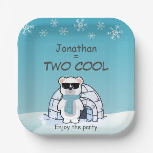 2. Geburtstagsjunge Zwei Coole Eisbär-Iglu Pappteller