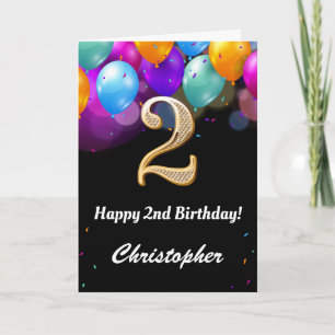 2. Geburtstagskarte Schwarz und Gold farbenfrohe B Karte