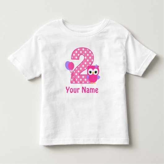 2. Geburtstagskind Owl Personalisiertes T-Shirt (Vorderseite)