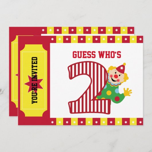 2. Geburtstagskreis Clowneinladung Einladung (Vorne/Hinten)